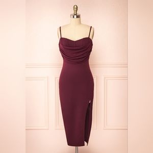 NWOT -  Boutique 1861 | Astoria Fitted Midi Dress with Cowl Neck - Medium